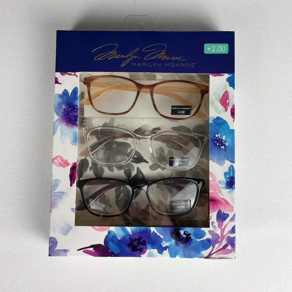 Marilyn Monroe +2.00 Reading Glasses Black Clear Brown